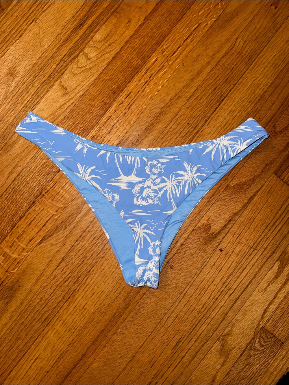 Roxy Light Blue Tropical Floral Cheeky Bikini Bottom XL NWT
